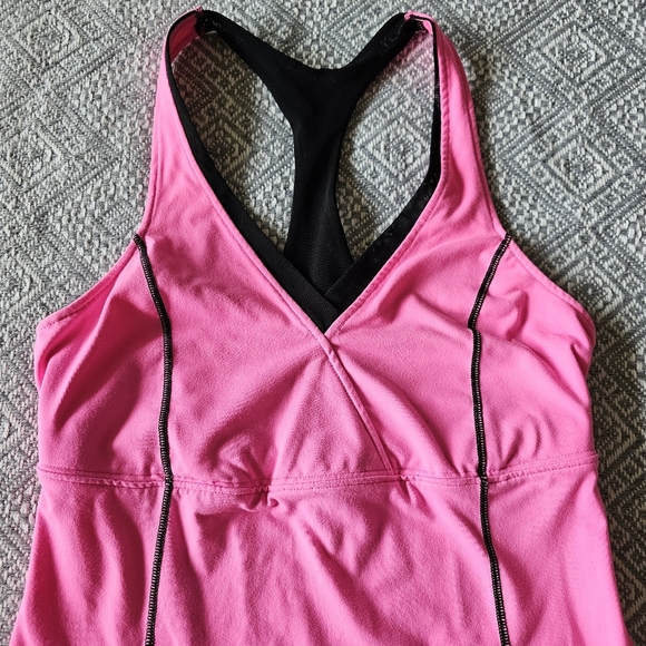 VSX Victoria Secret Racerback Tank Pink and Black W/ Built-in Sports Bra - Small - Picture 2 of 16